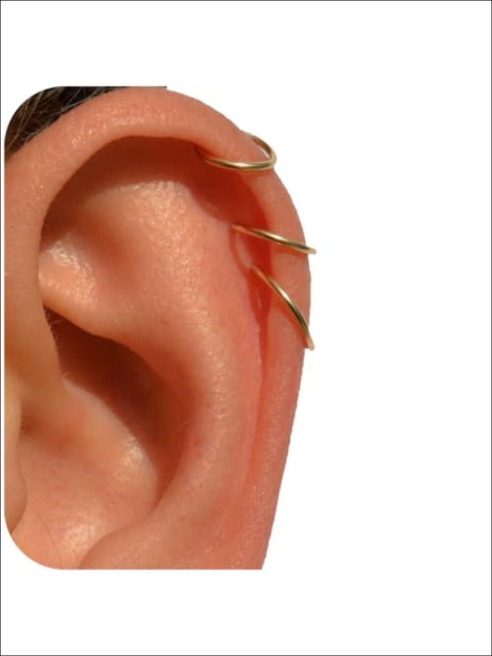 14K Gold Hoop Earrings 20 Gauge Nose Ring Cartilage Helix Tragus Handmade